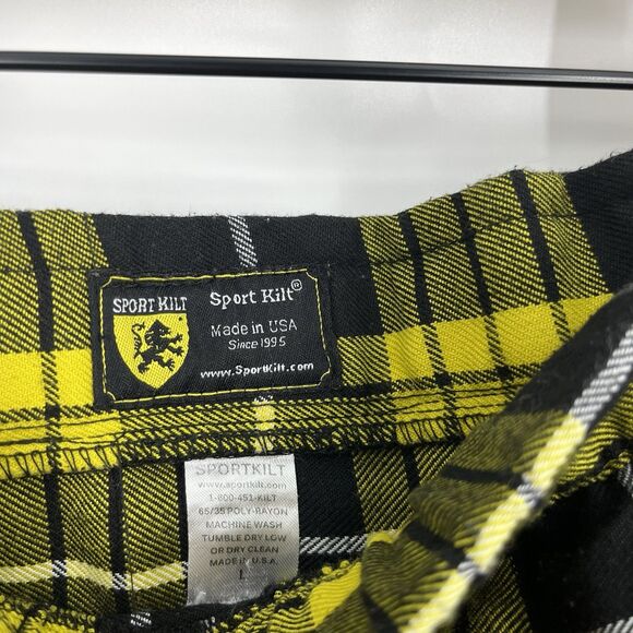 Sport Kilt USA Size Large Mens Black Yellow Plaid Hiking Performance Stretch - Picture 4 of 7